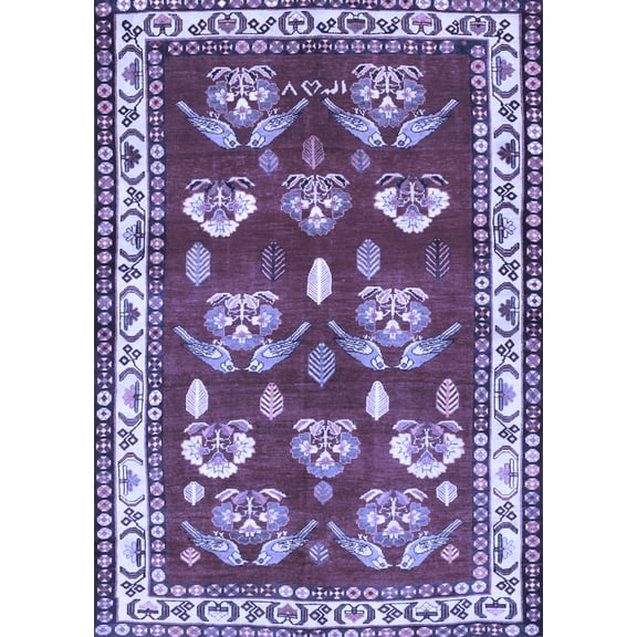 Ahgly Company Indoor Rectangle Animal Blue Traditional Area Rugs, 5' x 7'