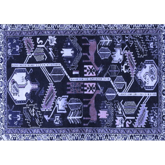 Ahgly Company Indoor Rectangle Animal Blue Traditional Area Rugs, 7' x 10'