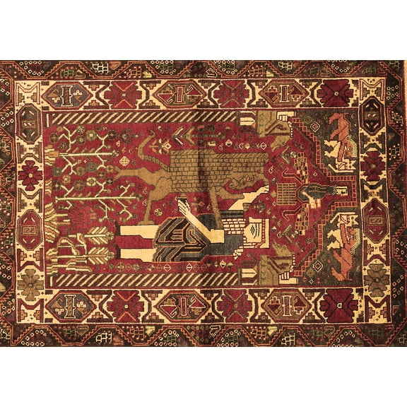 Ahgly Company Indoor Rectangle Animal Brown Traditional Area Rugs, 2' x 5'