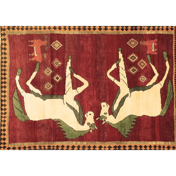 Ahgly Company Indoor Rectangle Animal Brown Traditional Area Rugs, 2' x 5'