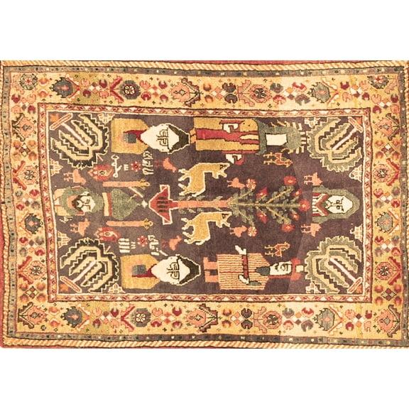 Ahgly Company Indoor Rectangle Animal Brown Traditional Area Rugs, 5' x 7'