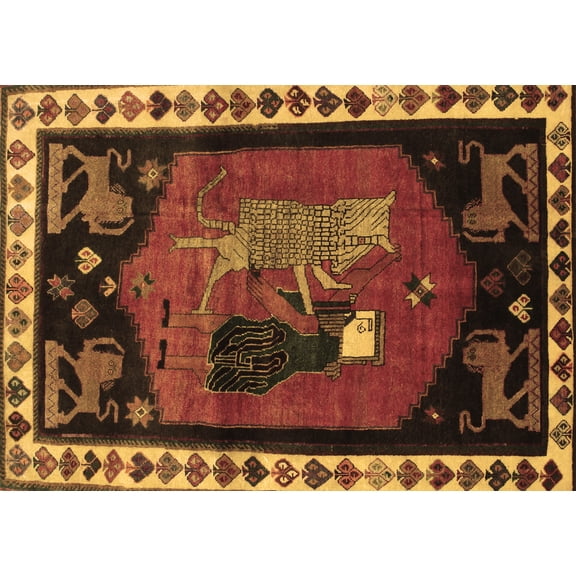 Ahgly Company Indoor Rectangle Animal Brown Traditional Area Rugs, 6' x 9'