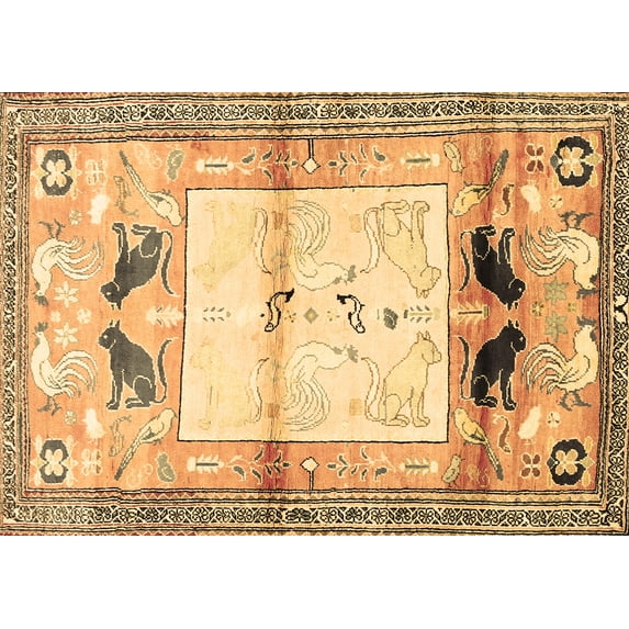 Ahgly Company Indoor Rectangle Animal Brown Traditional Area Rugs, 6' x 9'