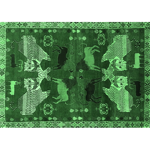 Ahgly Company Indoor Rectangle Animal Emerald Green Traditional Area Rugs, 6' x 9'