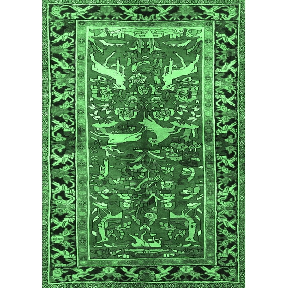 Ahgly Company Indoor Rectangle Animal Emerald Green Traditional Area Rugs, 8' x 10'
