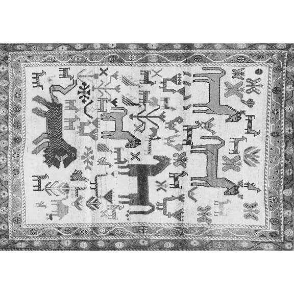 Ahgly Company Indoor Rectangle Animal Gray Traditional Area Rugs, 5' x 7'