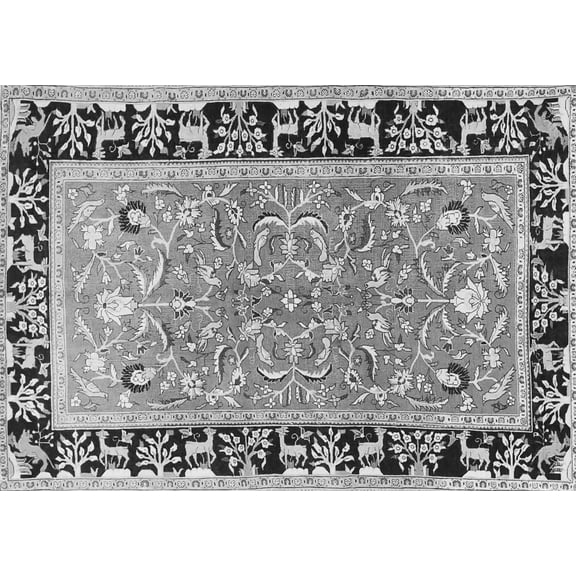 Ahgly Company Indoor Rectangle Animal Gray Traditional Area Rugs, 5' x 7'