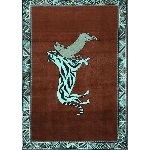 Ahgly Company Indoor Rectangle Animal Light Blue Traditional Area Rugs, 2' x 3'