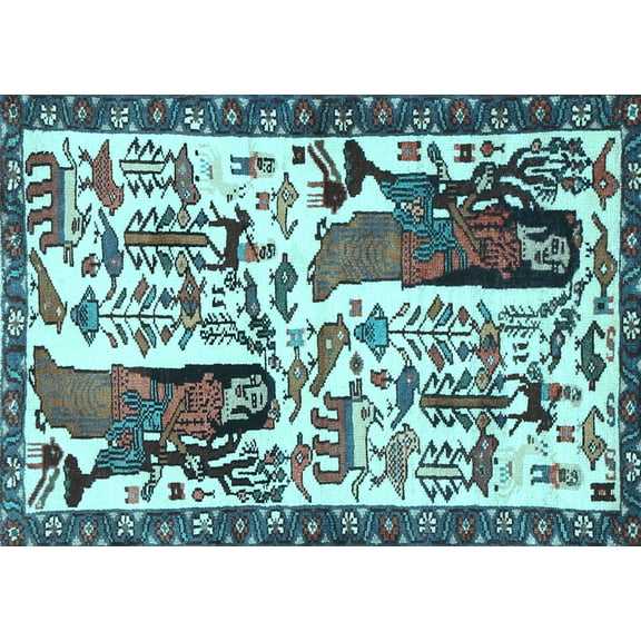 Ahgly Company Indoor Rectangle Animal Light Blue Traditional Area Rugs, 3' x 5'