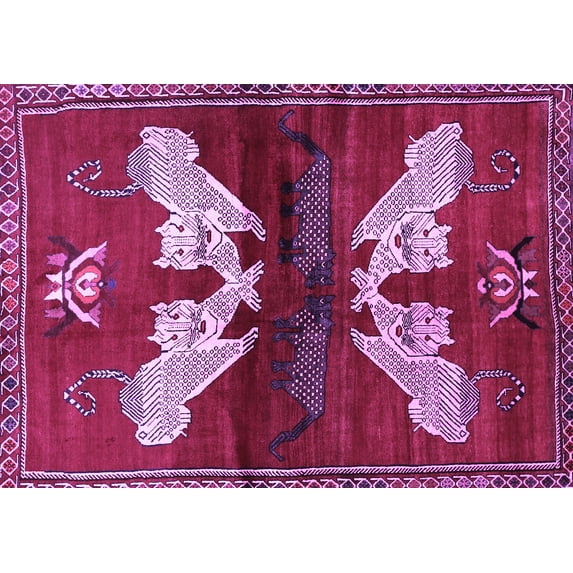 Ahgly Company Indoor Rectangle Animal Purple Traditional Area Rugs, 7' x 10'