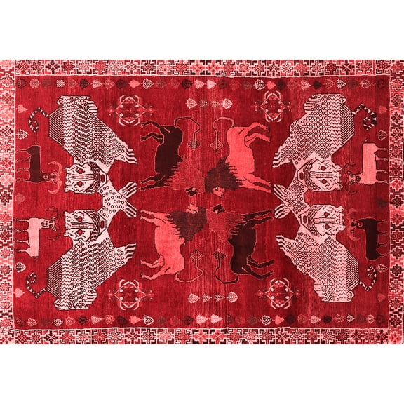 Ahgly Company Indoor Rectangle Animal Red Traditional Area Rugs, 2' x 4'
