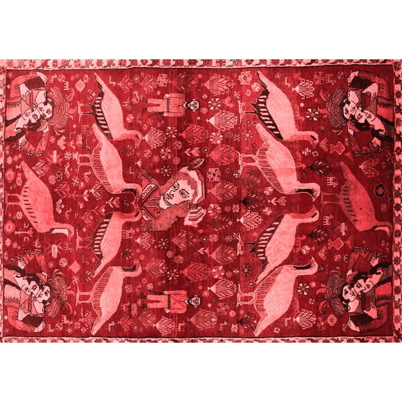 Ahgly Company Indoor Rectangle Animal Red Traditional Area Rugs, 2' x 5'