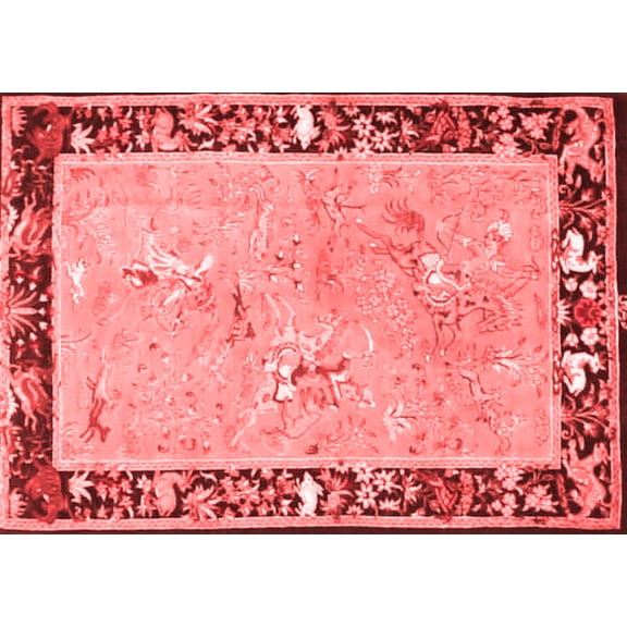 Ahgly Company Indoor Rectangle Animal Red Traditional Area Rugs, 8' x 10'