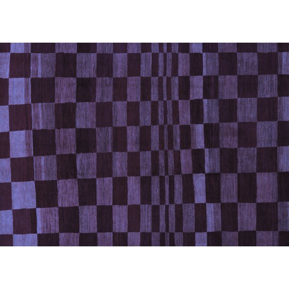 Ahgly Company Indoor Rectangle Checkered Blue Modern Area Rugs, 2' x 5'