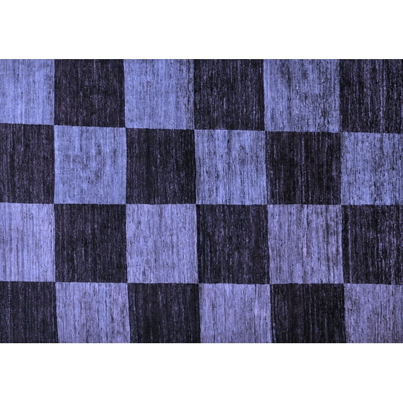 Ahgly Company Indoor Rectangle Checkered Blue Modern Area Rugs, 4' x 6'