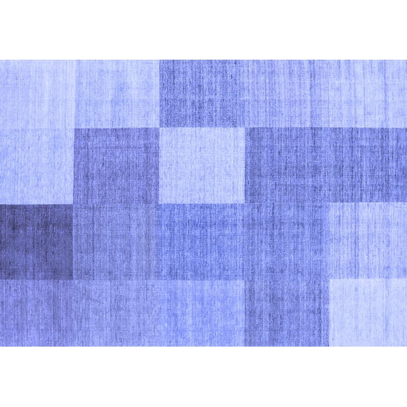 Ahgly Company Indoor Rectangle Checkered Blue Modern Area Rugs, 5' x 7'