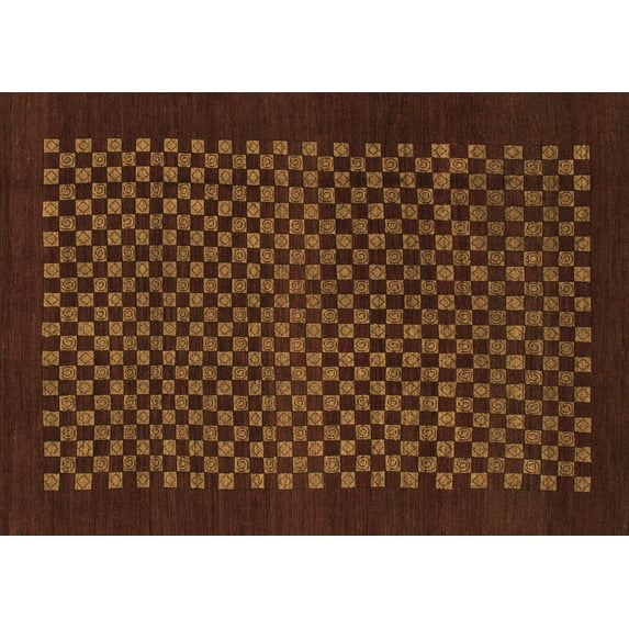 Ahgly Company Indoor Rectangle Checkered Brown Modern Area Rugs, 2' x 3'