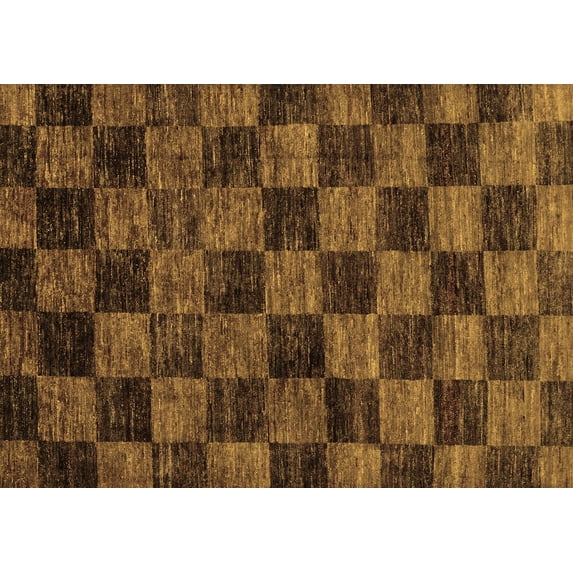 Ahgly Company Indoor Rectangle Checkered Brown Modern Area Rugs, 2' x 5'