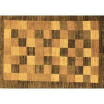 Ahgly Company Indoor Rectangle Checkered Brown Modern Area Rugs, 5' x 7'