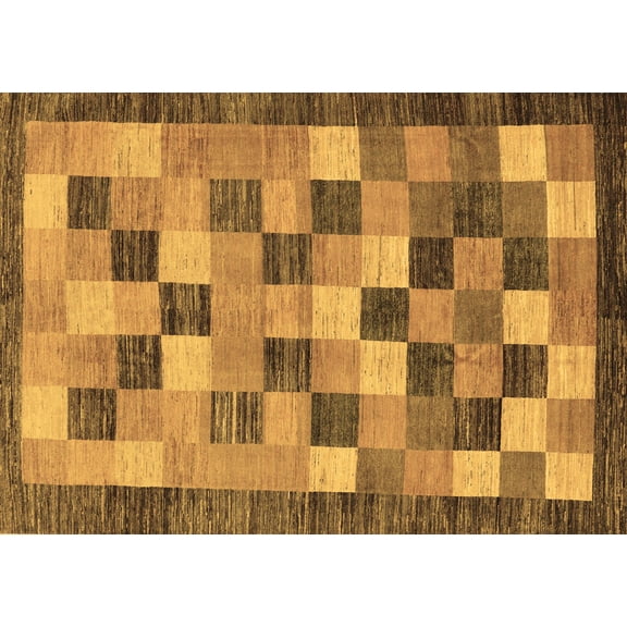 Ahgly Company Indoor Rectangle Checkered Brown Modern Area Rugs, 5' x 7'