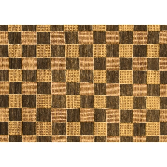 Ahgly Company Indoor Rectangle Checkered Brown Modern Area Rugs, 5' x 7'