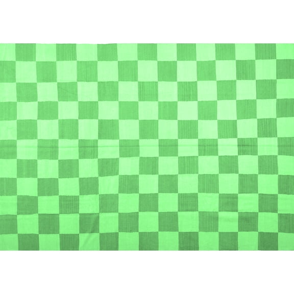 Ahgly Company Indoor Rectangle Checkered Emerald Green Modern Area Rugs, 7' x 10'