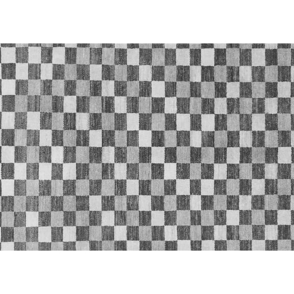 Ahgly Company Indoor Rectangle Checkered Gray Modern Area Rugs, 2' x 3'