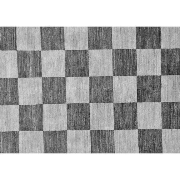 Ahgly Company Indoor Rectangle Checkered Gray Modern Area Rugs, 2' x 3'