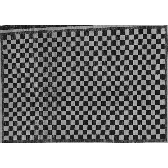 Ahgly Company Indoor Rectangle Checkered Gray Modern Area Rugs, 2' x 3'
