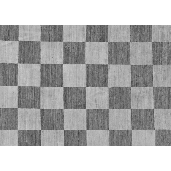 Ahgly Company Indoor Rectangle Checkered Gray Modern Area Rugs, 2' x 5'