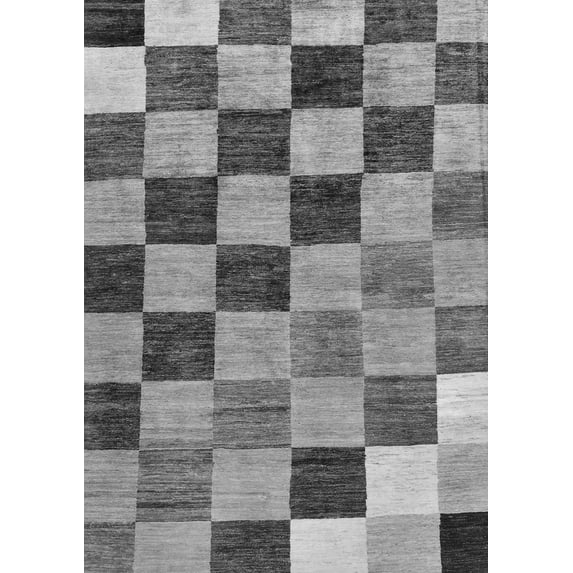 Ahgly Company Indoor Rectangle Checkered Gray Modern Area Rugs, 8' x 10'