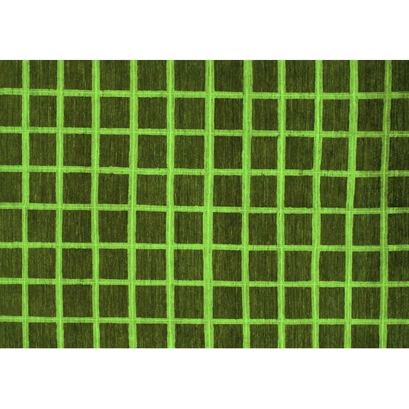 Ahgly Company Indoor Rectangle Checkered Green Modern Area Rugs, 3' x 5'