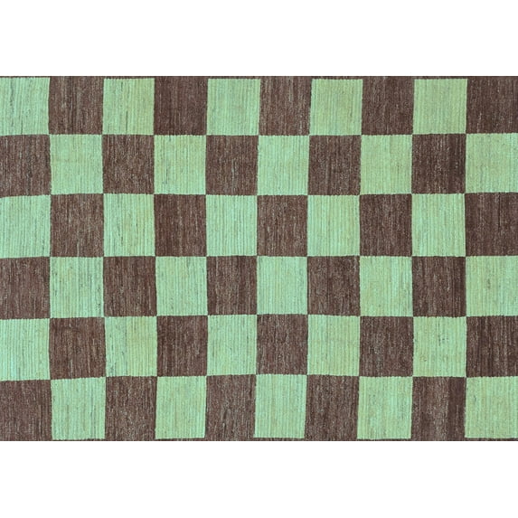 Ahgly Company Indoor Rectangle Checkered Light Blue Modern Area Rugs, 5' x 8'