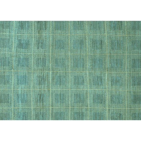 Ahgly Company Indoor Rectangle Checkered Light Blue Modern Area Rugs, 5' x 8'