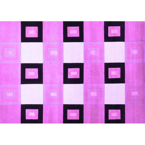 Ahgly Company Indoor Rectangle Checkered Purple Modern Area Rugs, 5' x 7'