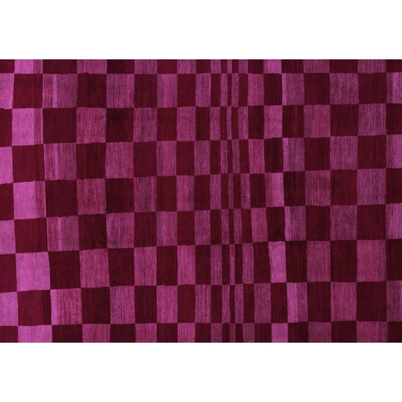 Ahgly Company Indoor Rectangle Checkered Purple Modern Area Rugs, 5' x 7'