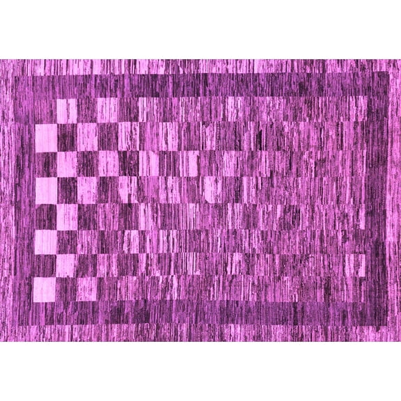 Ahgly Company Indoor Rectangle Checkered Purple Modern Area Rugs, 5' x 7'