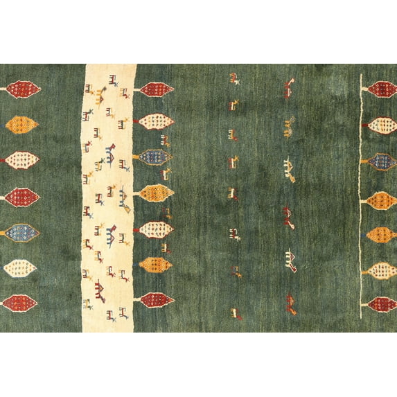 Ahgly Company Indoor Rectangle Contemporary Khaki Green Area Rugs, 2' x 5'