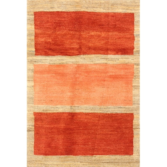 Ahgly Company Indoor Rectangle Contemporary Neon Red Area Rugs, 2' x 3'