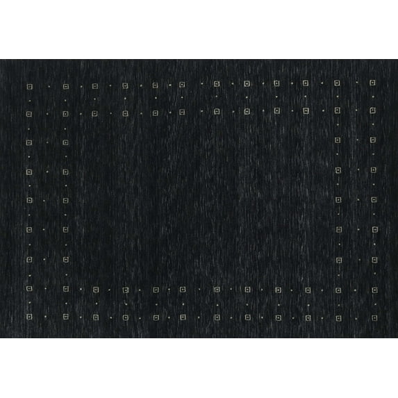 Ahgly Company Indoor Rectangle Contemporary Night Black Area Rugs, 2' x 5'