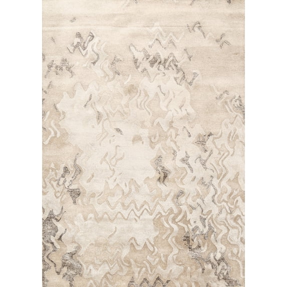 Ahgly Company Indoor Rectangle Contemporary PeachPuff Gold Area Rugs, 7' x 10'