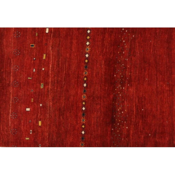 Ahgly Company Indoor Rectangle Contemporary Red Area Rugs, 5' x 7'