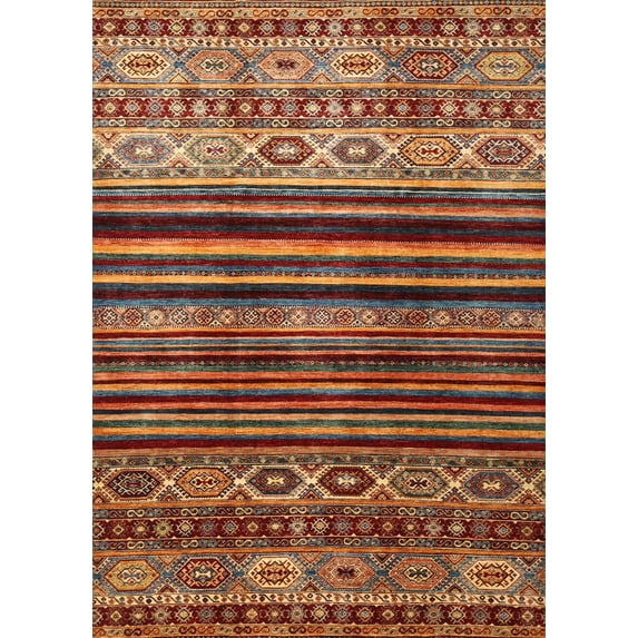 Ahgly Company Indoor Rectangle Contemporary Saffron Red Area Rugs, 4' x 6'
