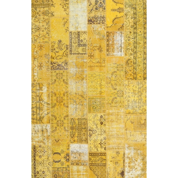 Ahgly Company Indoor Rectangle Contemporary School Bus Yellow Area Rugs, 7' x 9'