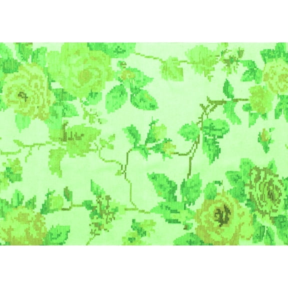 Ahgly Company Indoor Rectangle Floral Green Coastal Area Rugs, 5' x 7'