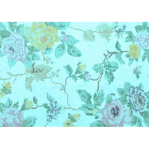 Ahgly Company Indoor Rectangle Floral Light Blue Coastal Area Rugs, 7' x 9'