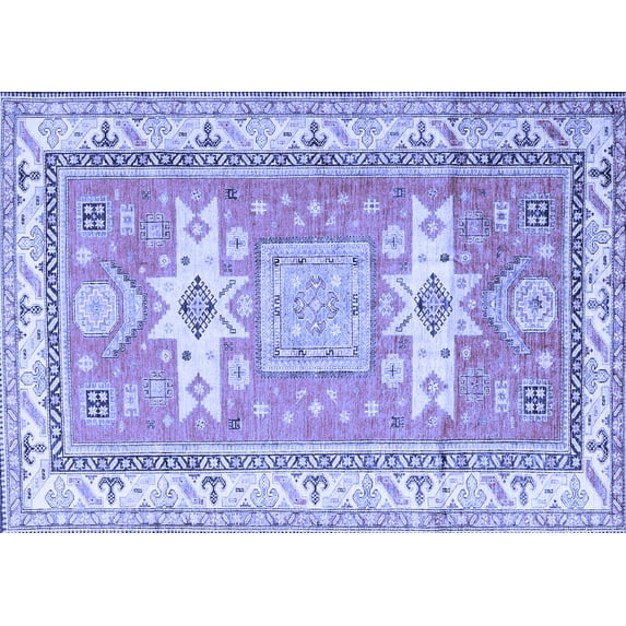 Ahgly Company Indoor Rectangle Geometric Blue Traditional Area Rugs, 5' x 7'