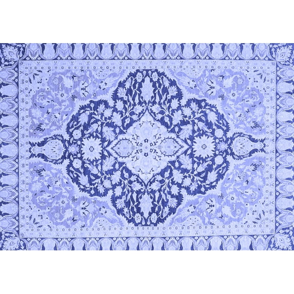 Ahgly Company Indoor Rectangle Geometric Blue Traditional Area Rugs, 6' x 9'