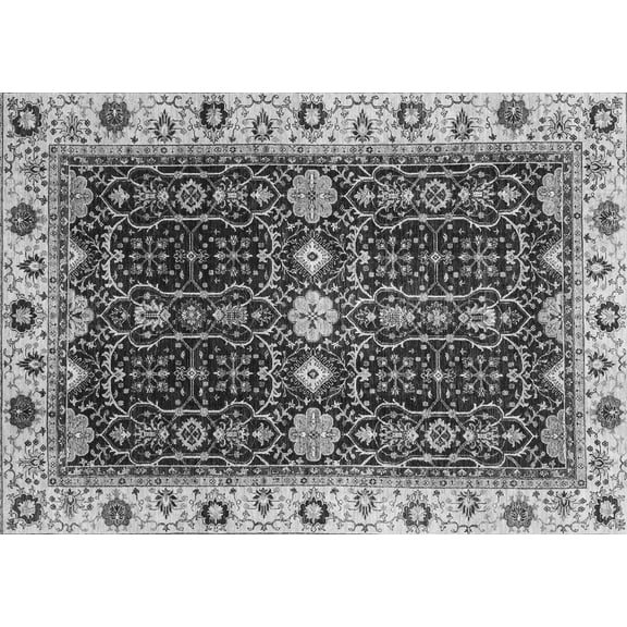 Ahgly Company Indoor Rectangle Geometric Gray Traditional Area Rugs, 5' x 7'