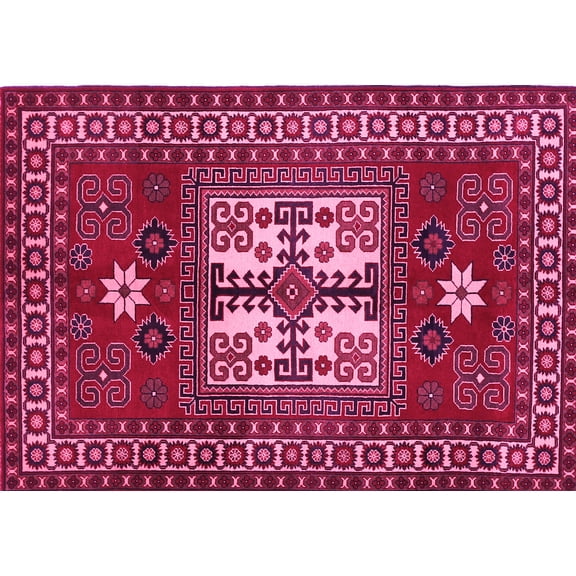 Ahgly Company Indoor Rectangle Geometric Pink Traditional Area Rugs, 5' x 7'